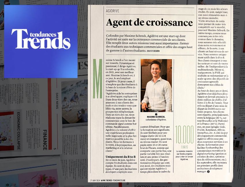 Article sur Agidrive dans Trends Tendances