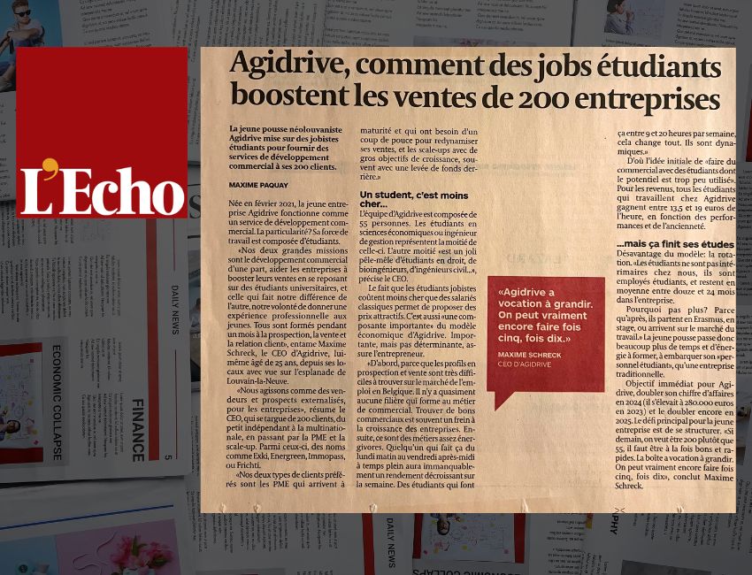 Article sur Agidrive dans le journal économique l'Echo